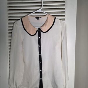 Chic Cream and Black Women's Blouse